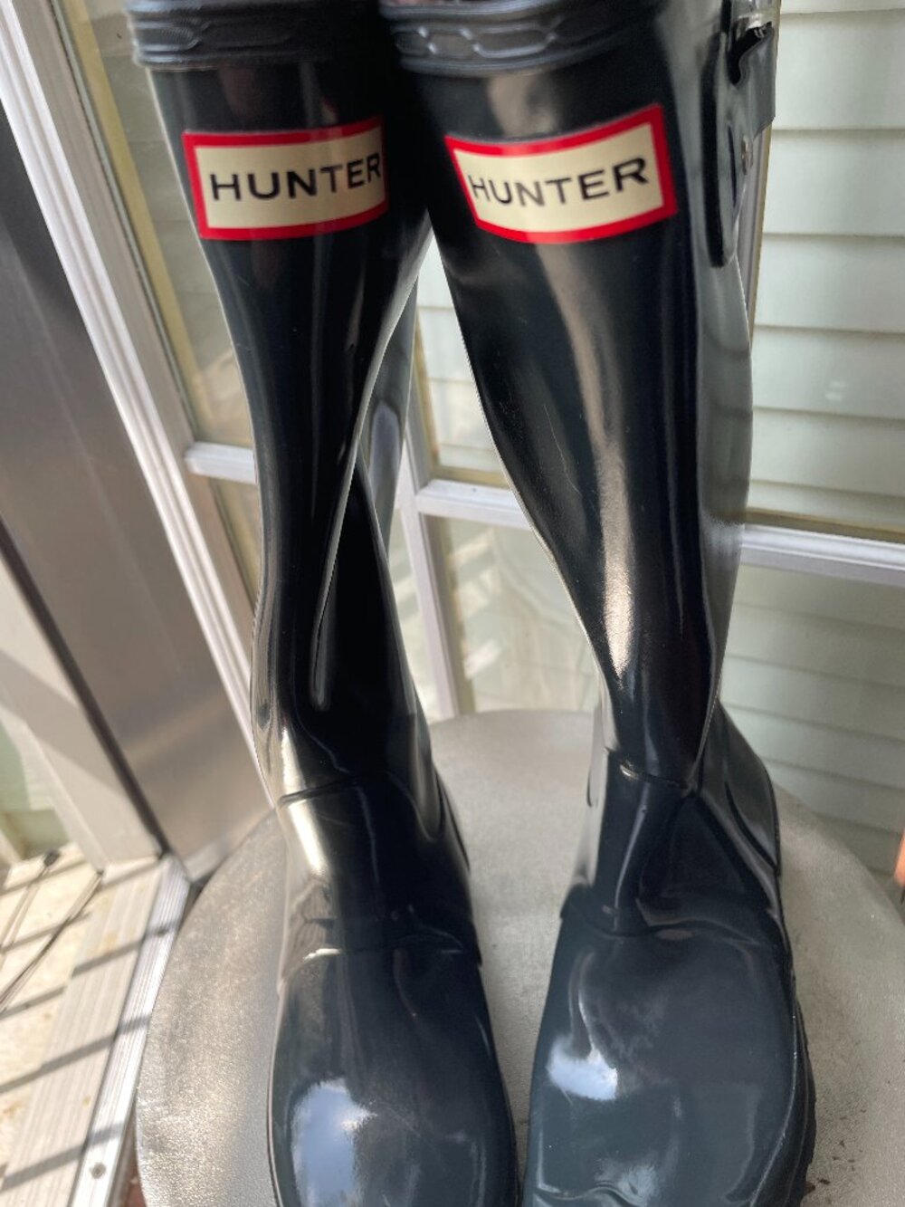 Hunter Women's Original Tall Gloss Rain Boots-Natural Rubber Waterproof Wellies - Picture 2 of 12